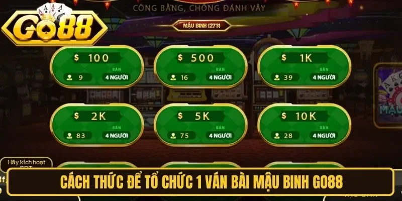 Cách thức để tổ chức 1 ván bài mậu binh Go88