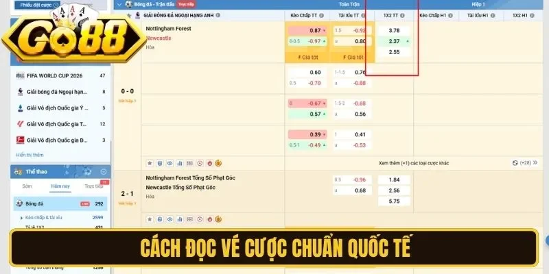 Cách đọc vé cược chuẩn quốc tế