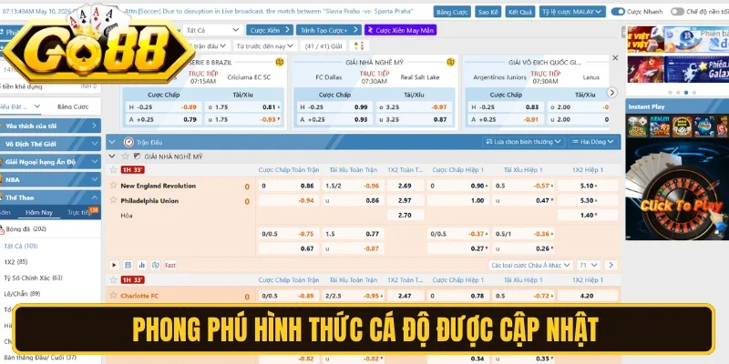 Phong phú hình thức cá độ được cập nhật
