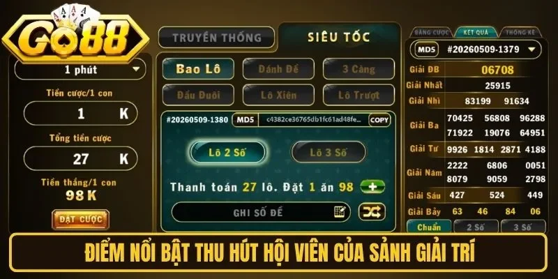 Điểm nổi bật thu hút hội viên của sảnh giải trí